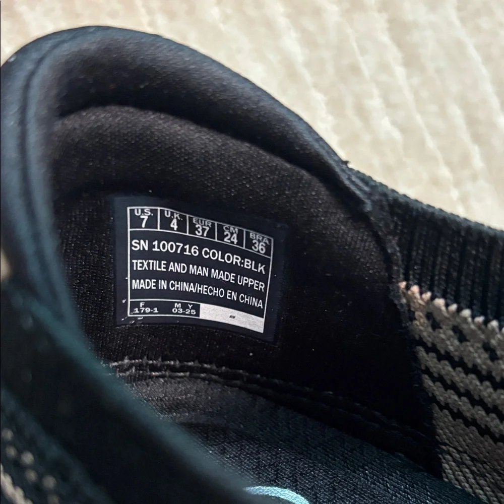 Skechers Black and Tan Knit Casual Lace-Up Sneakers - Picture 3 of 5